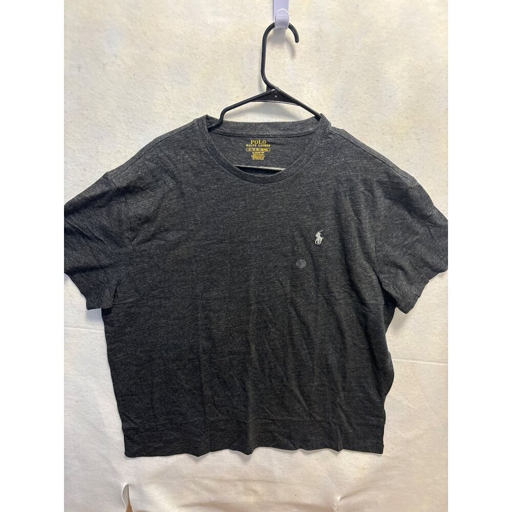 Polo Ralph Lauren Mens T-Shirt XL Classic Fit Charcoal Gray Crew Neck Cotton Ble